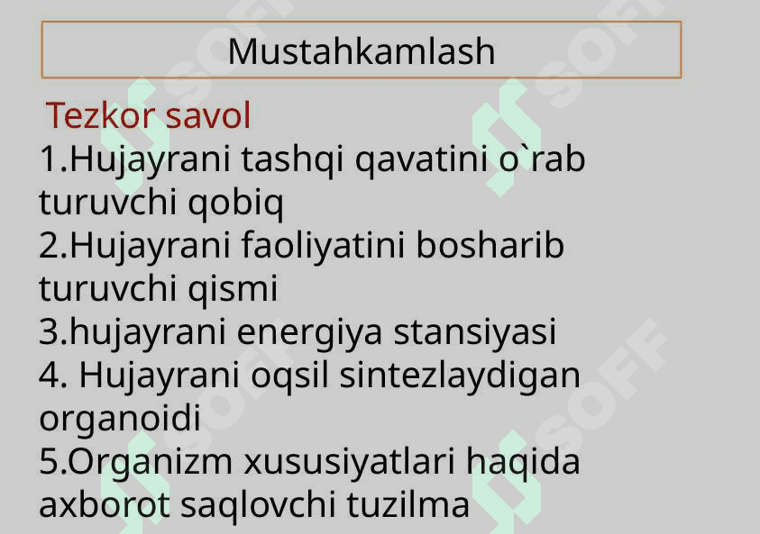 Hujayra va  organizmining hayotiy xossalari 2