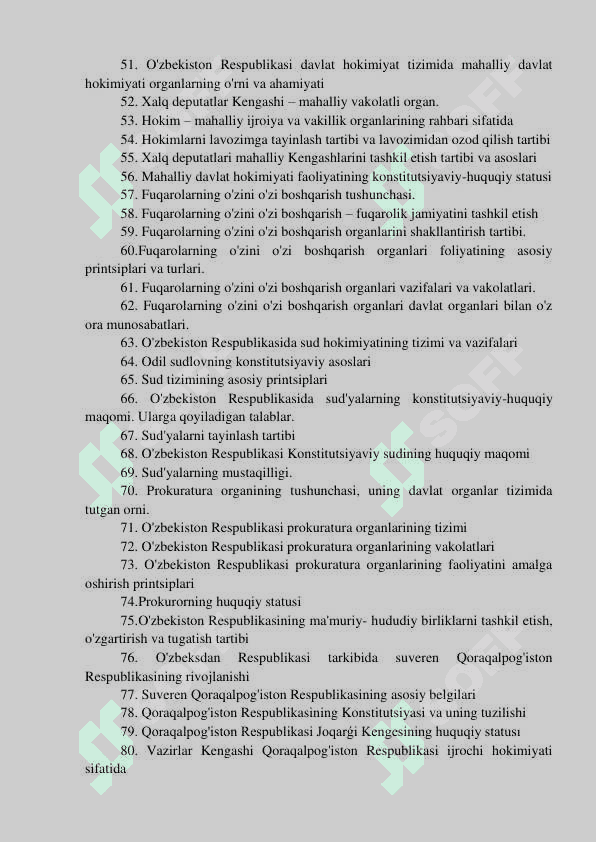 konstitutsiyaviy huquq fanidan sessiya savollari o'zbek va qoraqalpoq tilida 3