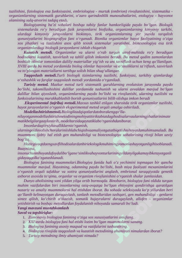 10-11 sinflar iqtidorli o‘quvchilar uchun biologiya fanidan to'garak hujjati 8