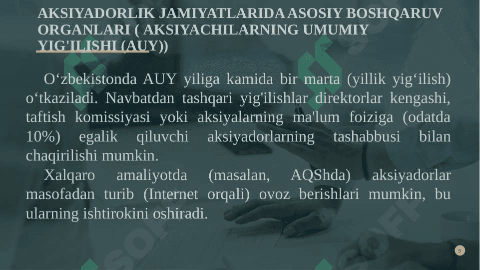 AKSIYADORLIK JAMIYATLARIDA BOSHQARUV ORGANLARI 5