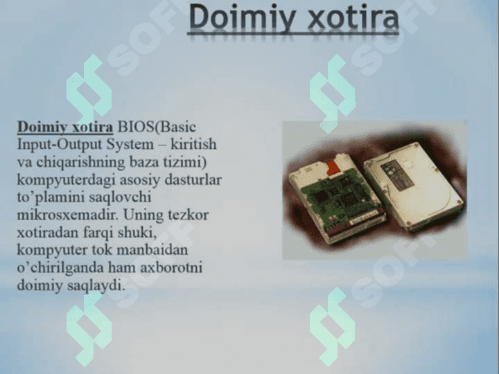 Axborot jarayonlarining apparat va dasturiy taʼminotim mavzusida slayd 7