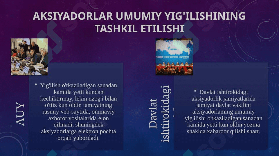 AKSIYADORLAR UMUMIY YIG'ILISHINI TASHKIL ETISH, O'TKAZISH VA RASMIYLASHTIRISH 3
