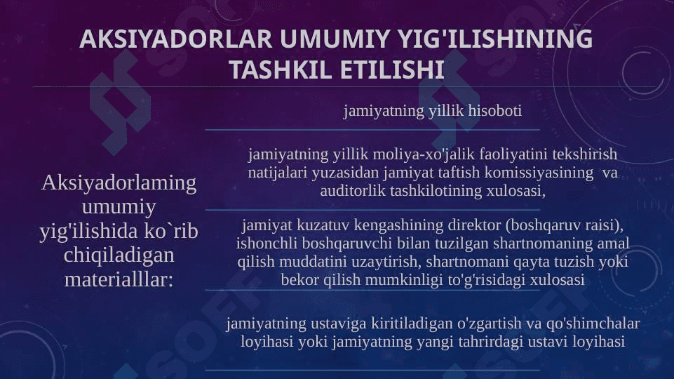 AKSIYADORLAR UMUMIY YIG'ILISHINI TASHKIL ETISH, O'TKAZISH VA RASMIYLASHTIRISH 5