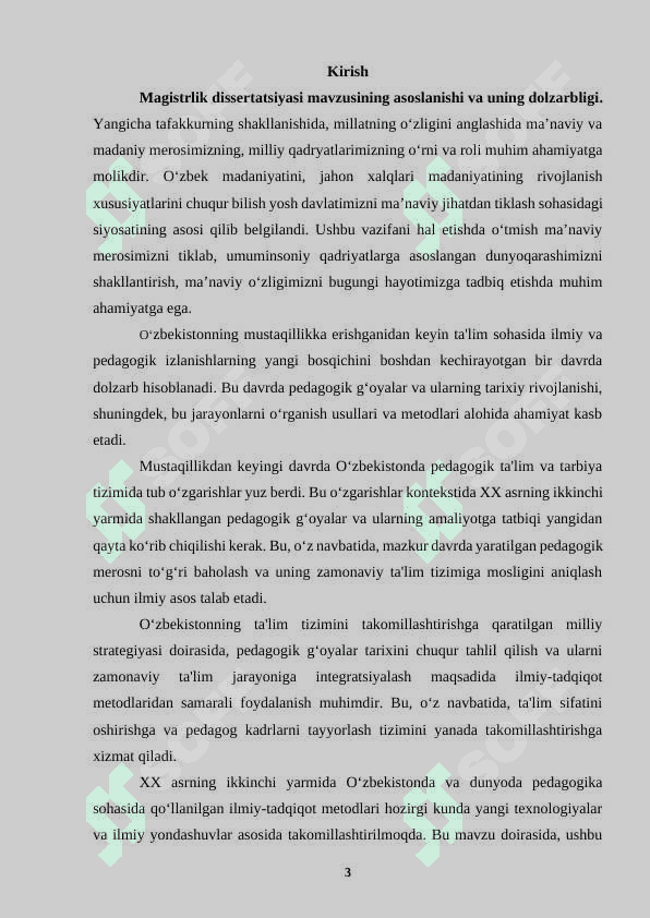 XX ASRNING IKKINCHI YARMIDA O‘ZBEKISTONDAGI PEDAGOGIK G‘OYALAR TARIXINI O‘RGANISHDA ILMIY-TADQIQOT METODLARIDAN FOYDALANISH 3