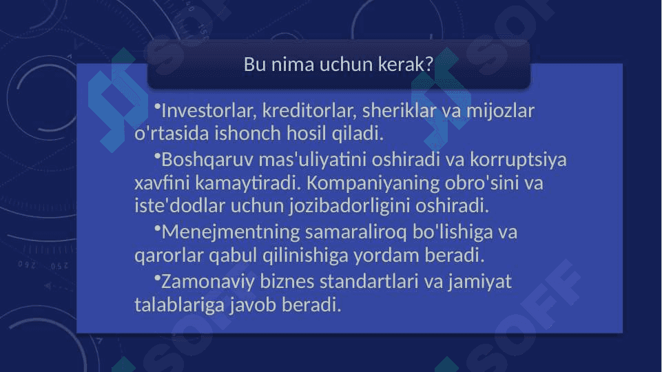 Korporativ boshqaruvda hisobdorlik, axborotlami oshkoretish va shaffoilikni ta’minlashning tashkiliy xususiyatlari 2