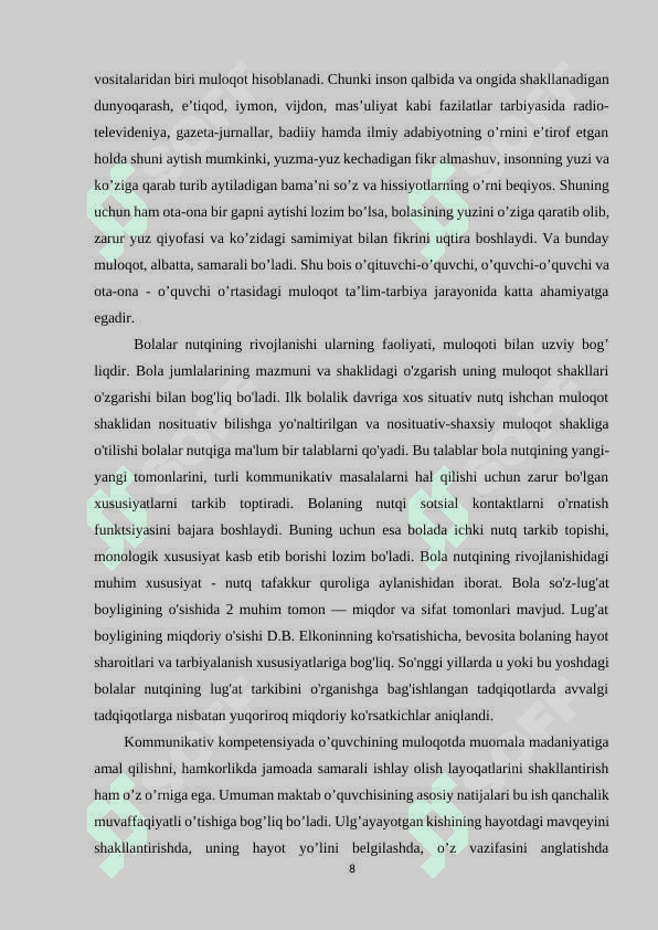 BOSHLANG‘ICH SINFLARDA MATEMATIKA O‘QITISHDA KOMPETENSIYAVIY YONDASHUV 8