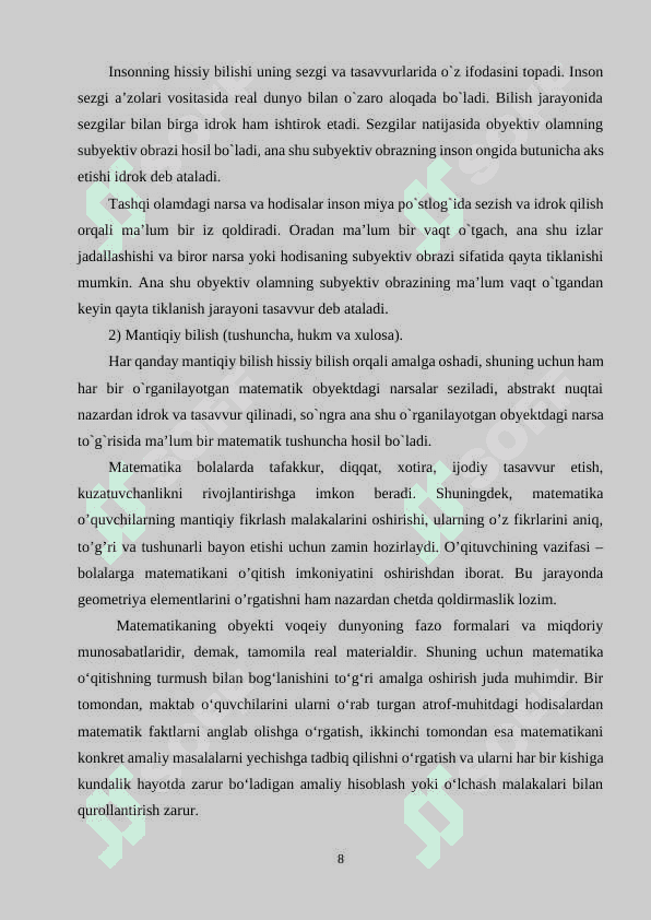 BOSHLANG’ICH SINFLARDA   GEOMETRIK MATERIALLARNI O’RGATISH VA O‘RGANISH METODIKASI 8