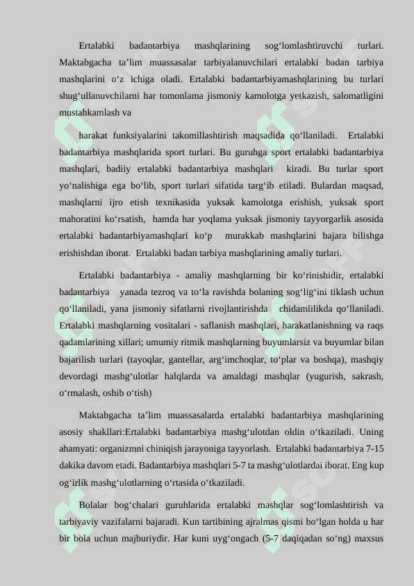 ERTALABKI BADAN TARBIYA O'TISH METODIKASI 6