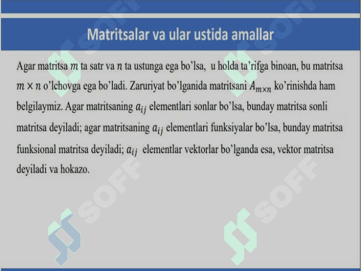 MATRITSALARNI SONGA KO’PAYTIRISH.MATRITSALARNI KO’PAYTIRISH 3