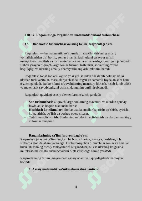 RAQAMLASHGA O‘RGATISHDA MATEMATIK DIKTANTNING O‘RNI 4