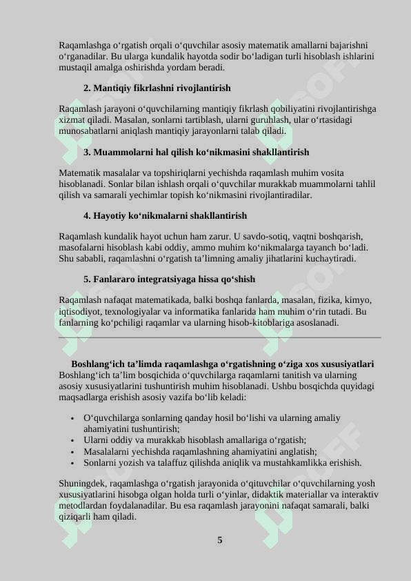 RAQAMLASHGA O‘RGATISHDA MATEMATIK DIKTANTNING O‘RNI 5