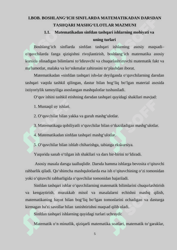 BOSHLANG‘ICH SINF MATEMATIKADAN DARSDAN TASHQARI MASHG‘ULOTLARNI TASHKIL ETISH 5