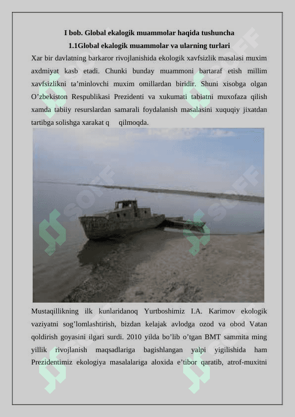 Global ekologik muammolarning kelib chiqish sabablari va ularni hal qilish chora tadbirlari 4