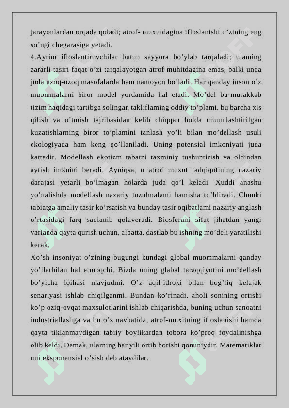 Global ekologik muammolarning kelib chiqish sabablari va ularni hal qilish chora tadbirlari 7