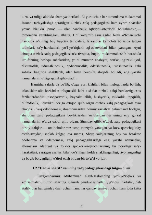 O‘zbek xalq pedagogikasida ijtimoiy pedagogik g‘oyalar 8