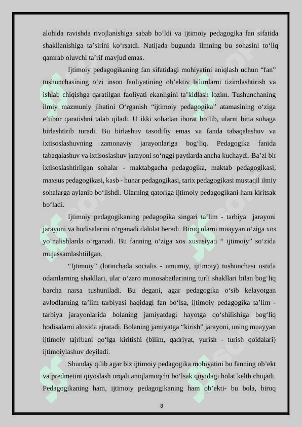 Respublikamizda ijtimoiy pedagogikaning ilmiy va amaliy sohasi 8