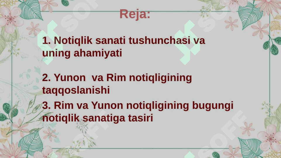 Notiqlik sanati tarixi. Yunonistonda va Rimda notiqlik sanati 2