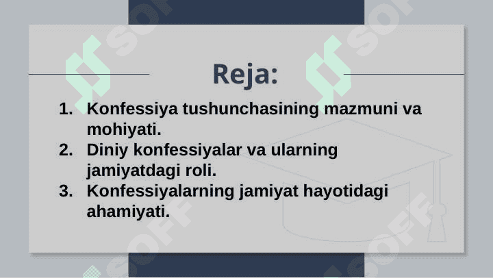Konfessiya tushunchasining mohiyati va O'zbekistonda faoliyat yurituvchi diniy konfessiyalarning tasnifi 2 2