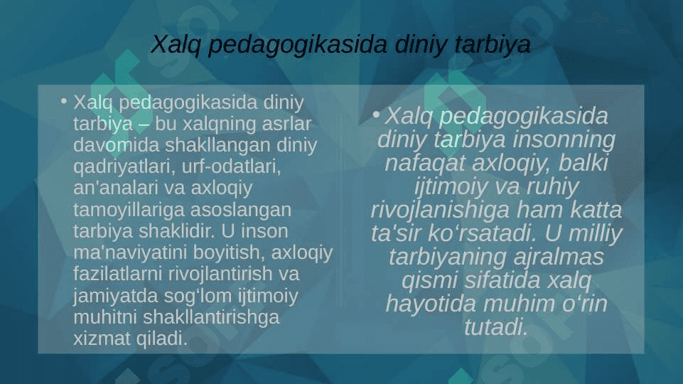 Xalq pedagogikasida diniy tarbiyaning ifodalanishi 3