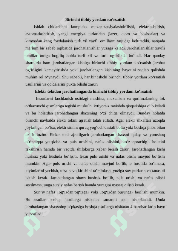 Birinchi tibbiy yordam ko’rsatish 2