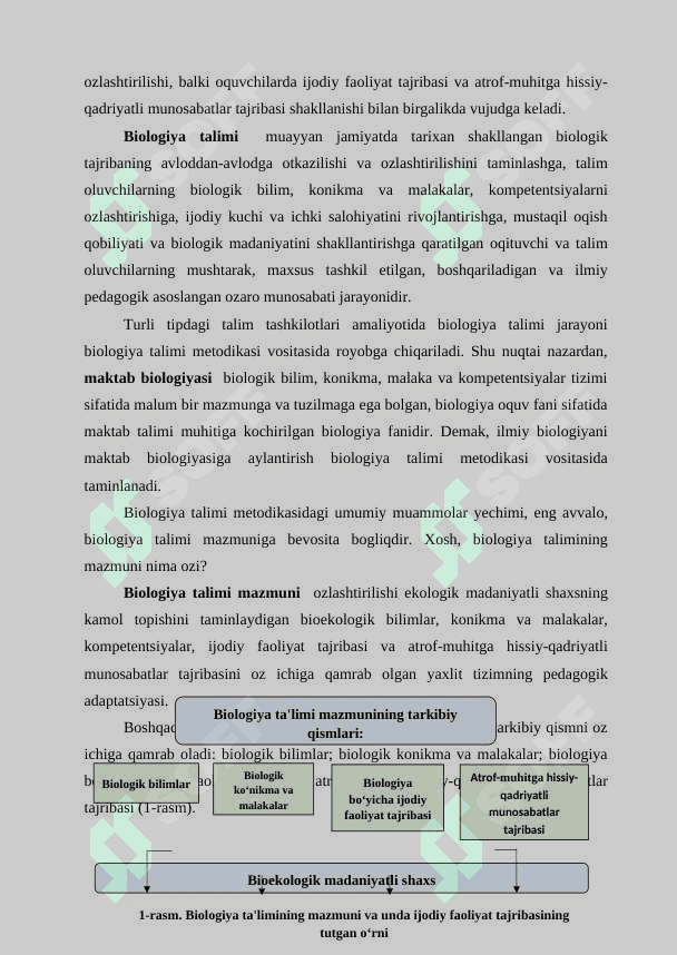 EKOLOGIK IJODIY TOPSHIRIQLAR MAKTAB OQUVCHILARIDA IJODIY FAOLIYAT TAJRIBASINI SHAKLLANTIRISH OMILI SIFATIDA (11-SINF MISOLIDA)” 8