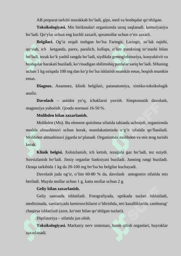 Mineral zaharlar bilan zaharlanishlar 2