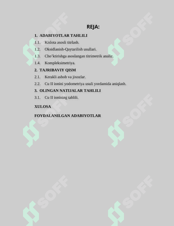 Titrimetrik analiz usullarining sinflanishi. 2