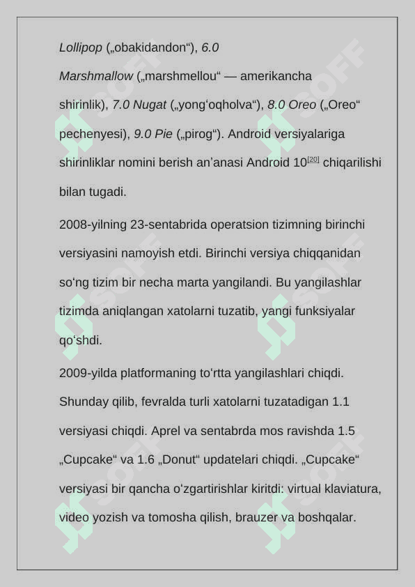 Android operatsion tizimining rivojlanishi va ishlash printsipi 6