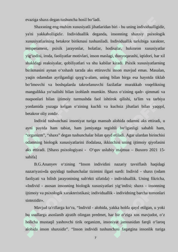 Yaxlitlilik va optimallik normal shaxs xarakteristikasi 7