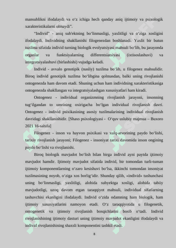 Yaxlitlilik va optimallik normal shaxs xarakteristikasi 8