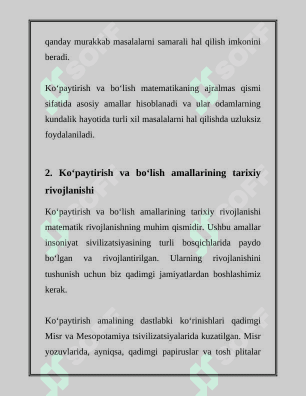 KO’PAYTIRISH VA BO’LISH AMALI MA'NOSINI OCHIB BERISH HAMDA UNI BOSQICHLAB KONSENTRLARDA BAJARILISHINI O’RGATISH 6