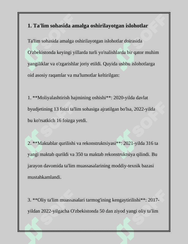 O'ZBEKISTONDA IJTIMOIY SOHADA AMALGA OSHIRILAYOTGAN O'ZGARISHLAR MAZMUNI VA MOHIYATI 3