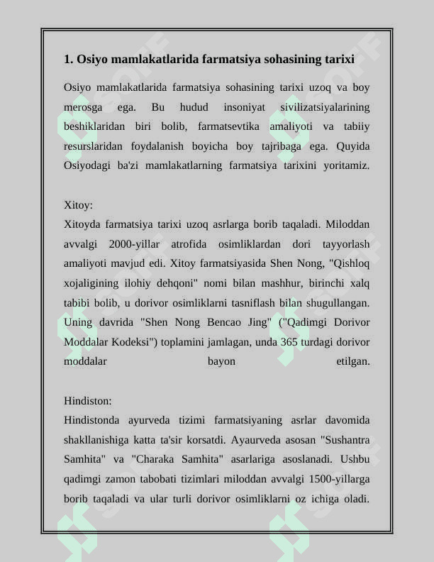 OSIYO MAMLAKATLARIDA FARMATSIYASINI RIVOJLANISH OʻZIGA XOSLIGI 3