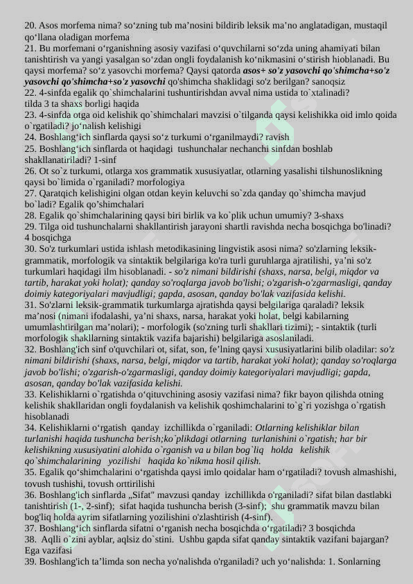MOTHER TONGUE AND TEACHING METHODOLOGY ONA TILI VA UNI O‘QITISH METODIKASI FANIDAN TESTLAR 2