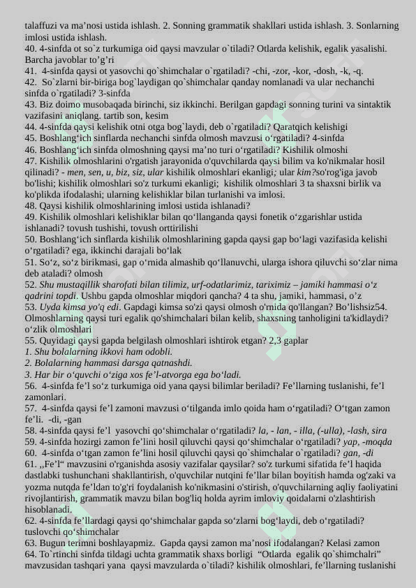 MOTHER TONGUE AND TEACHING METHODOLOGY ONA TILI VA UNI O‘QITISH METODIKASI FANIDAN TESTLAR 3