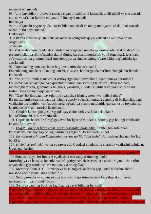 MOTHER TONGUE AND TEACHING METHODOLOGY ONA TILI VA UNI O‘QITISH METODIKASI FANIDAN TESTLAR 5