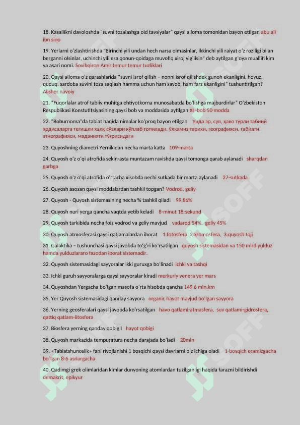 METHODS OF NATURAL SCIENCES AND THEIR TEACHING FANIDAN Final test SAVOLLARI javoblari bilan 2