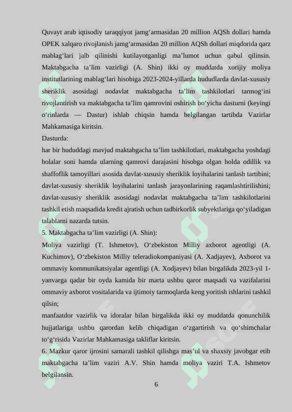 Maktabgacha ta’limni rivojlantirish 6