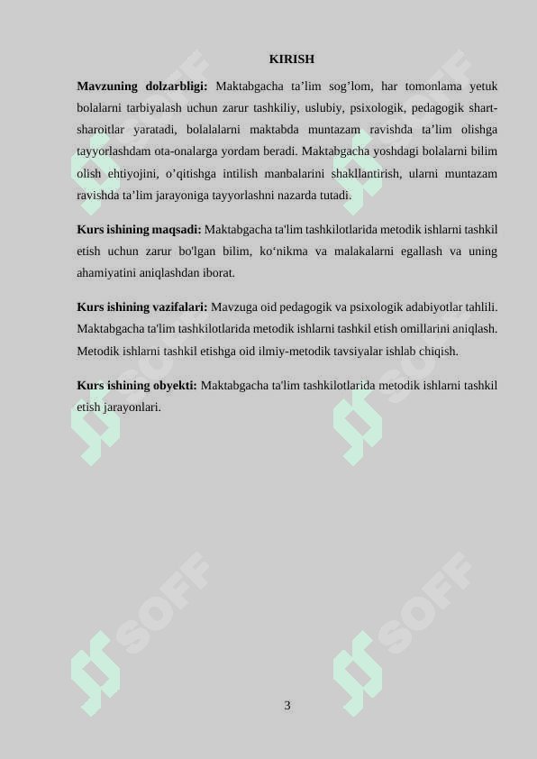 Respublika maktabgacha ta’lim metodikasi kabineti ish mazmuni 3