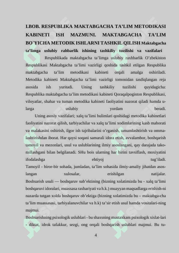 Respublika maktabgacha ta’lim metodikasi kabineti ish mazmuni 4