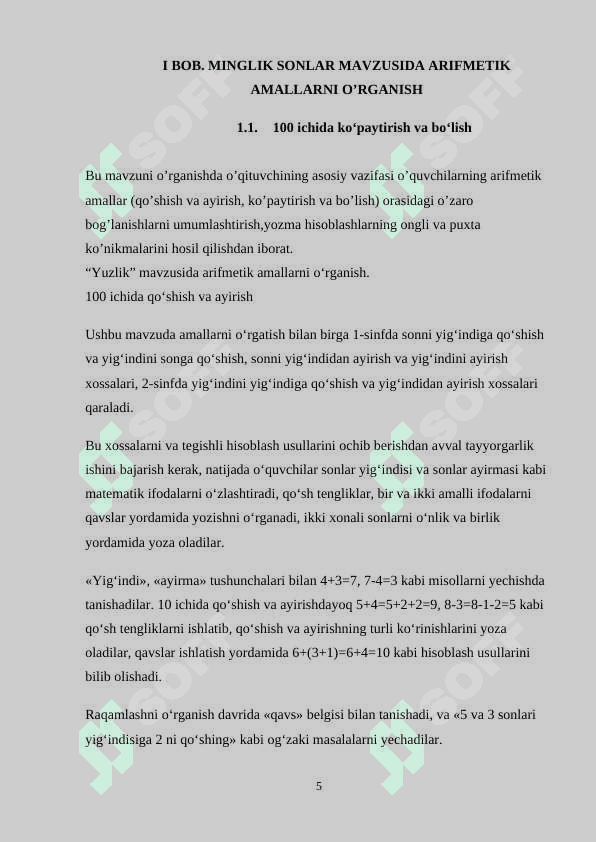 MINGLIK VA KO’P XONALI SONLAR MAVZUSIDA MISOL VA MASALALAR YECHISHGA O’RGATISH METODIKASI 5