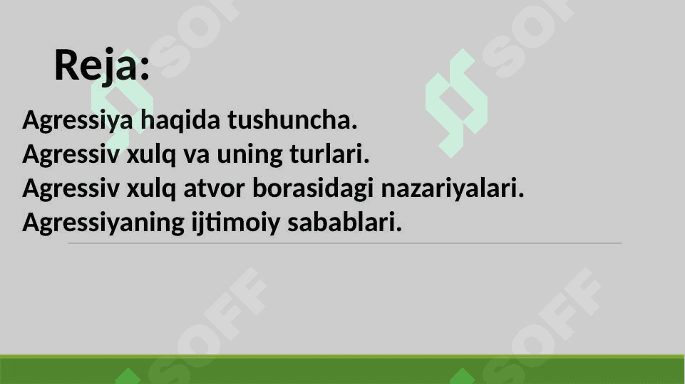 SHAXSLARARO MUNOSABATLARDA SHAXS AGRESSIVLIGI 2