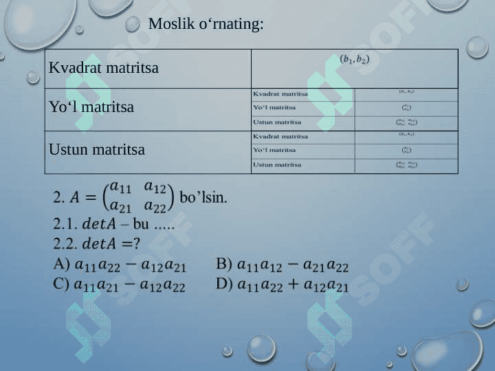 Chiziqli tenglamalar sistemasi va ularni yechish usullari. Kroneker-Kapelli teoremasi. Chiziqli algebraik tenglamalar sistemasining tadbiqlari 4
