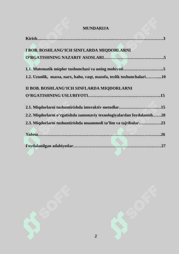 BOSHLANG‘ICH SINFLARDA O‘RGANILADIGAN ASOSIY MIQDORLAR 2