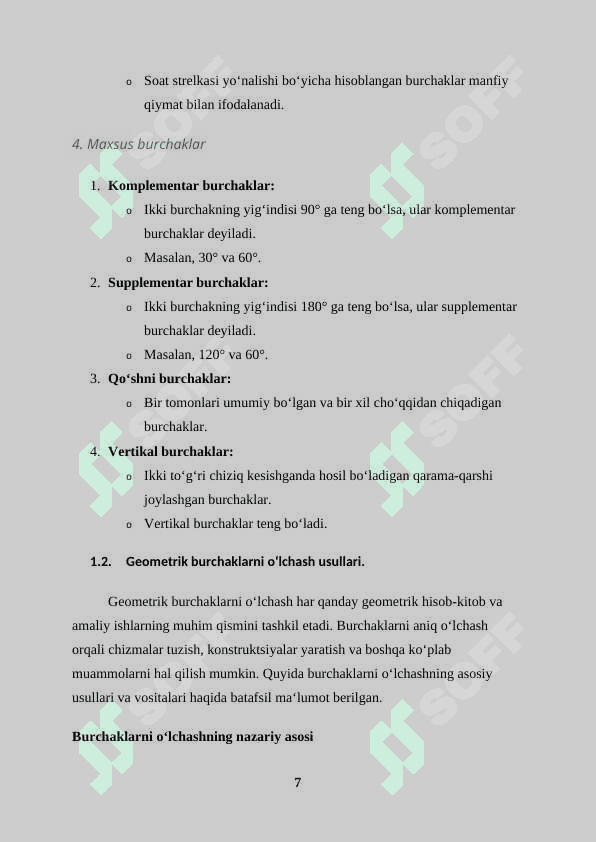 BURCHAK GRADUSI. 30, 45, 60, 90 GRADUSLI BURCHAKLARNI TRANSPORTIR YORDAMIDA O‘LCHASH 7