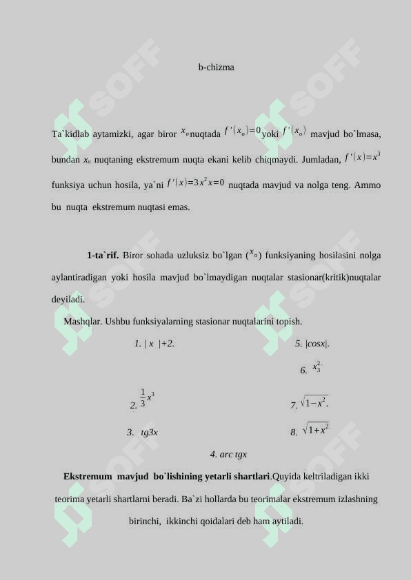 Nuqtada Nuqtada Difrensiallanuvchi Bo'lmagan Funksiyalarning EskstrimumiDifrensiallanuvchi Bo'lmagan Funksiyalarning Eskstrimumi 5
