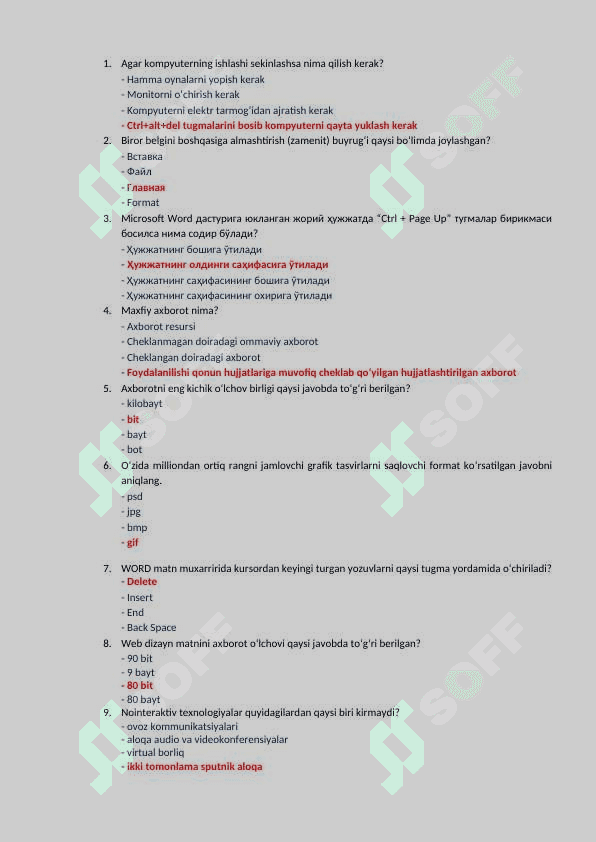 KOMPYUTER TESTI ARGOST TEST 2025 2