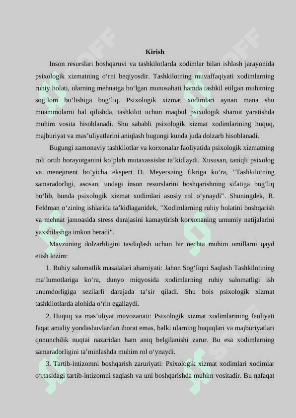 Psixologik xizmat xodimning huquq, majburiyat va masʼulyatlari. Xodimlar tartib-intizomini boshqarish 3