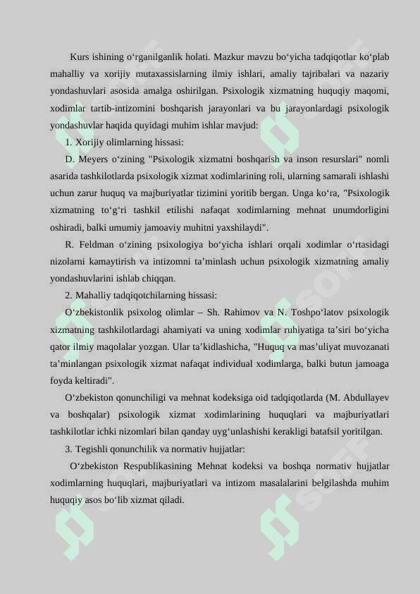 Psixologik xizmat xodimning huquq, majburiyat va masʼulyatlari. Xodimlar tartib-intizomini boshqarish 5