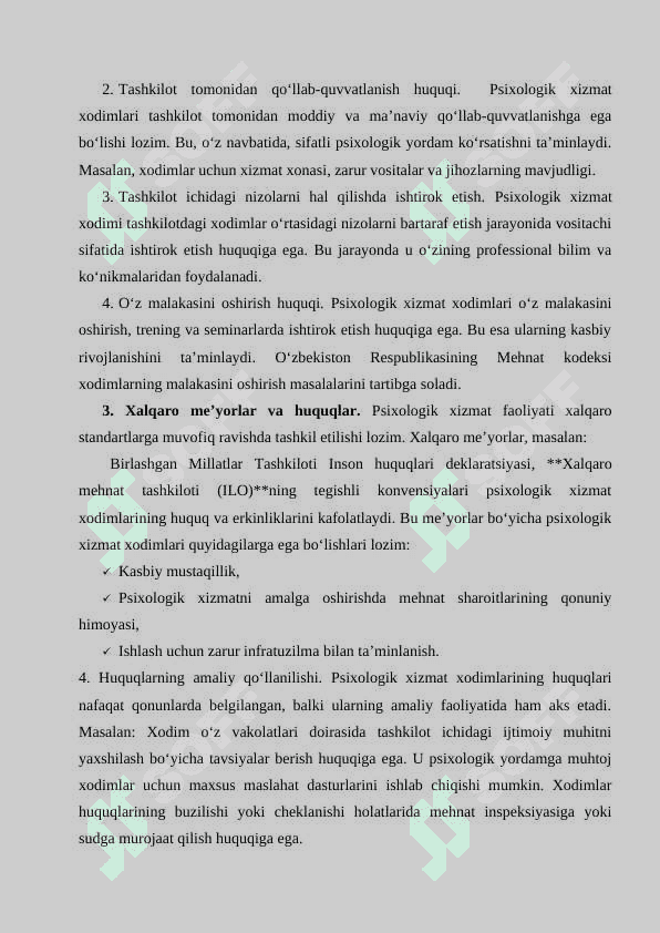 Psixologik xizmat xodimning huquq, majburiyat va masʼulyatlari. Xodimlar tartib-intizomini boshqarish 8